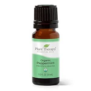 Plant Therapy Organic Peppermint Essential Oil 100% Pure, USDA Certified Organic, Undiluted, Natural Aromatherapy, Therapeutic Grade 10 mL (1/3 oz)