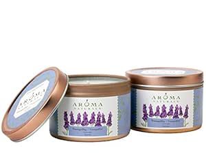 Aroma Naturals Tin Candle Lavender Essential Oil Natural Soy Scented, Tranquility, 2 Count