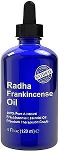 Radha Beauty Frankincense Essential Oil 4 oz - 100% Pure & Therapeutic Grade, Steam Distilled for Aromatherapy and Relaxation.