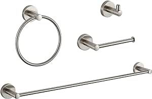 BGL Bathroom Hardware Set Brushed Nickel 4-Pieces Bathroom Towel Rack 24 Inches Adjustable Bathroom Accessories Set