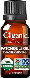 Cliganic Organic Patchouli Essential Oil - 100% Pure Natural Undiluted, for Aromatherapy Diffuser | Non-GMO Verified