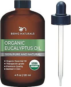 Organic Eucalyptus Essential Oil - Huge 4 FL OZ - 100% Pure & Natural – Premium Natural Oil with Glass Dropper (Eucalyptus Oil)