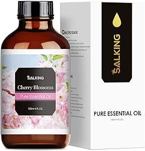 Cherry Blossom Essential Oil 120ml (4 Fl Oz), SALKING Pure & Natural Fragrance Oils, Aromatherapy Essential Oils for Diffuser, Massage, Soap, Candle Making, Perfume