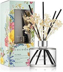 COCODOR Preserved Real Flower Reed Diffuser/April Breeze / 6.7oz(200ml) / 1 Pack/Reed Diffuser Set, Oil Diffuser & Reed Diffuser Sticks, Home Decor & Office Decor, Fragrance and Gifts