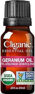 Cliganic Organic Geranium Essential Oil, 100% Pure Natural for Aromatherapy | Non-GMO Verified