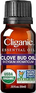 Cliganic Organic Clove Bud Essential Oil, 100% Pure Natural for Aromatherapy | Non-GMO Verified