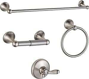 BGL Bathroom Accessory Set, Brushed Nickel Adjustable Expandable Towel Bar 4-Piece Bathroom Hardware Set Wall Mounted