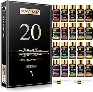 MAYJAM 20 Pcs Pure Essential Oil Gift Set, for Diffuser, Humidifiers, Skin Care, Massage, Fragrance Oil Scent for DIY Candle and Soap Making, Gift for Friend (5ML)