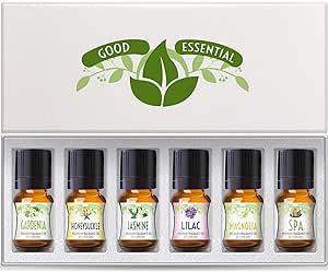 Essential Oil Set from Good Essential - Gardenia, Honeysuckle, Jasmine, Lilac, Magnolia, Spa Oil: Candles, Soaps, Perfume, Diffuser, Home Care, Aromatherapy 6-Pack