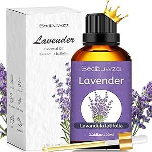 Sedbuwza Lavender Oil Essential Oil, 100% Pure and Natural Premium Lavender Fragrance Oil with Premium Glass Dropper for Diffuser, Relaxing, Aromatherapy Making - 3.38 OZ/100ML