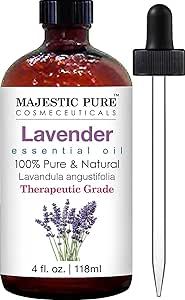 MAJESTIC PURE Lavender Essential Oil from Bulgaria, Therapeutic Grade, Pure and Natural Premium Quality Oil, 4 Fl Oz