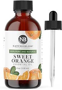 NaturoBliss 100% Pure & Natural Sweet Orange Essential Oil Therapeutic Grade Premium Quality Oil with Glass Dropper - Huge 4 fl. Oz - Perfect for Aromatherapy and Relaxation