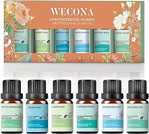 Wecona Essential Oil Set - Essential Oil Blends with Bonus Bottle Opener - Energizing and Relaxing Scents - Essential Oils for Diffusers Aromatherapy and Humidifiers - DIY Candle and Soap Making