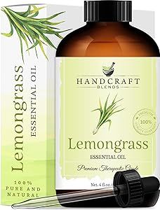 Handcraft Lemongrass Essential Oil - 100% Pure and Natural - Premium Therapeutic Grade with Premium Glass Dropper - Huge 4 fl. Oz