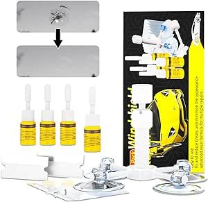 Windshield Repair Kit, Automotive Windshield Chip Repair Kit, Efficient Glass Crack Repair Kit with 4 Bottles Fluid of Resin, Auto Glass Repair Kit for Chips,Cracks,Star-Shaped Crack