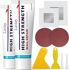 Laviay Drywall Repair Kit - 2 Pack Spackle Wall Repair with All The Bells and Whistles | Effortlessly Drywall Patch Kit & High Strength Small/Large Hole Repair | Fast-Drying Wall Patch Repair Kit