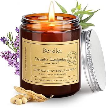 Bersiler Aromatherapy Candles, Scented Candles, 7OZ Lavender Eucalyptus Candles Stress Relief and Relax for Home & Bedroom Gift for Women/Men Soy Wax (Lavender Eucalyptus 1 Jar)