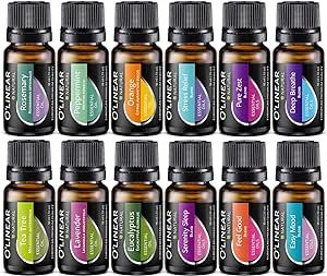 Essential Oils for Diffusers Aromatherapy Set - Top 12 Blends and Humidifier Perfect Starter Kit 6 & (10ml) Pure Scents Woman Men Gift