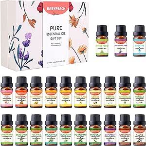 Essential Oils Set - Essential Oils -Top 23 (10ml) Aromatherapy Oils Perfect for Diffuser, Humidifier, Candle Making,Home Care,Gifts - Lavender, Eucalyptus, Orange, Peppermint, Lemongrass, Tea Tree