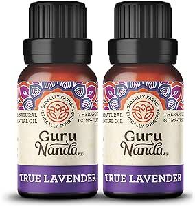 GuruNanda Lavender Essential Oil - 100% Pure Therapeutic-Grade, Undiluted Oil for Aromatherapy & Massage - Helps Relieve Stress & Promotes Calm Sleep - Premium Diffuser Oil (Pack of 2 x 0.5 Fl Oz)